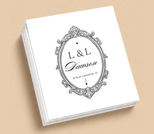 Personalized Vintage Monogram Wedding Table Napkins