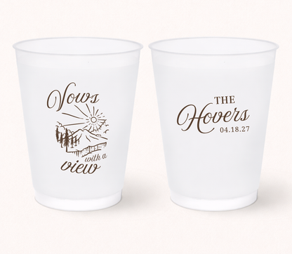 Custom Vows With A View wedding frosted cups
Personalized mountain wedding drinkware
Destination wedding frosted cups
Outdoor wedding cups with family name and date