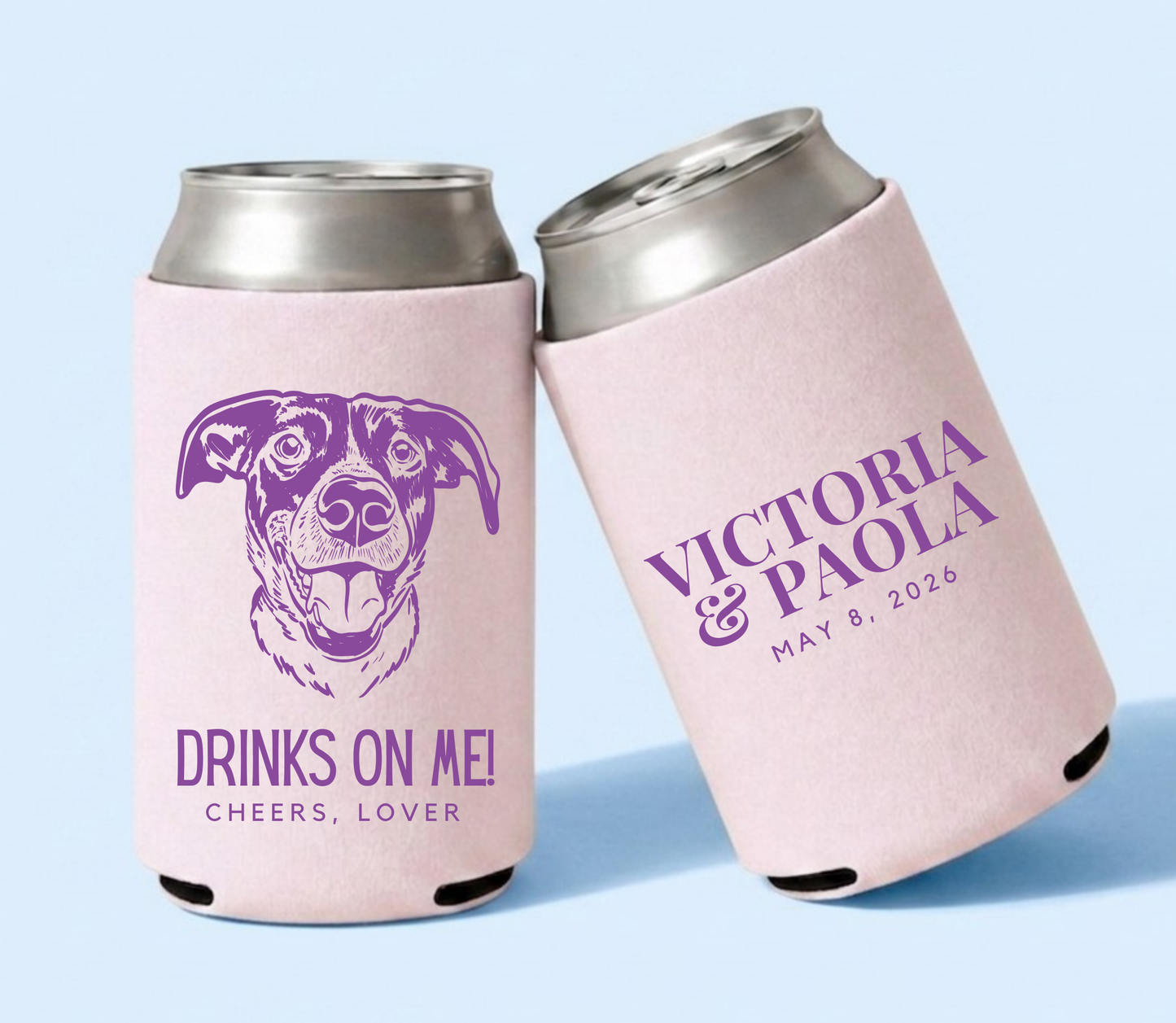 Personalized dog wedding can cooler
Custom pet portrait wedding favor
Drinks on me dog can cooler
Pet lover wedding drink holder