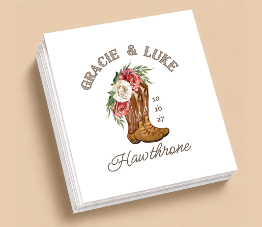 Personalized Western Cowboy Boot Table Napkins