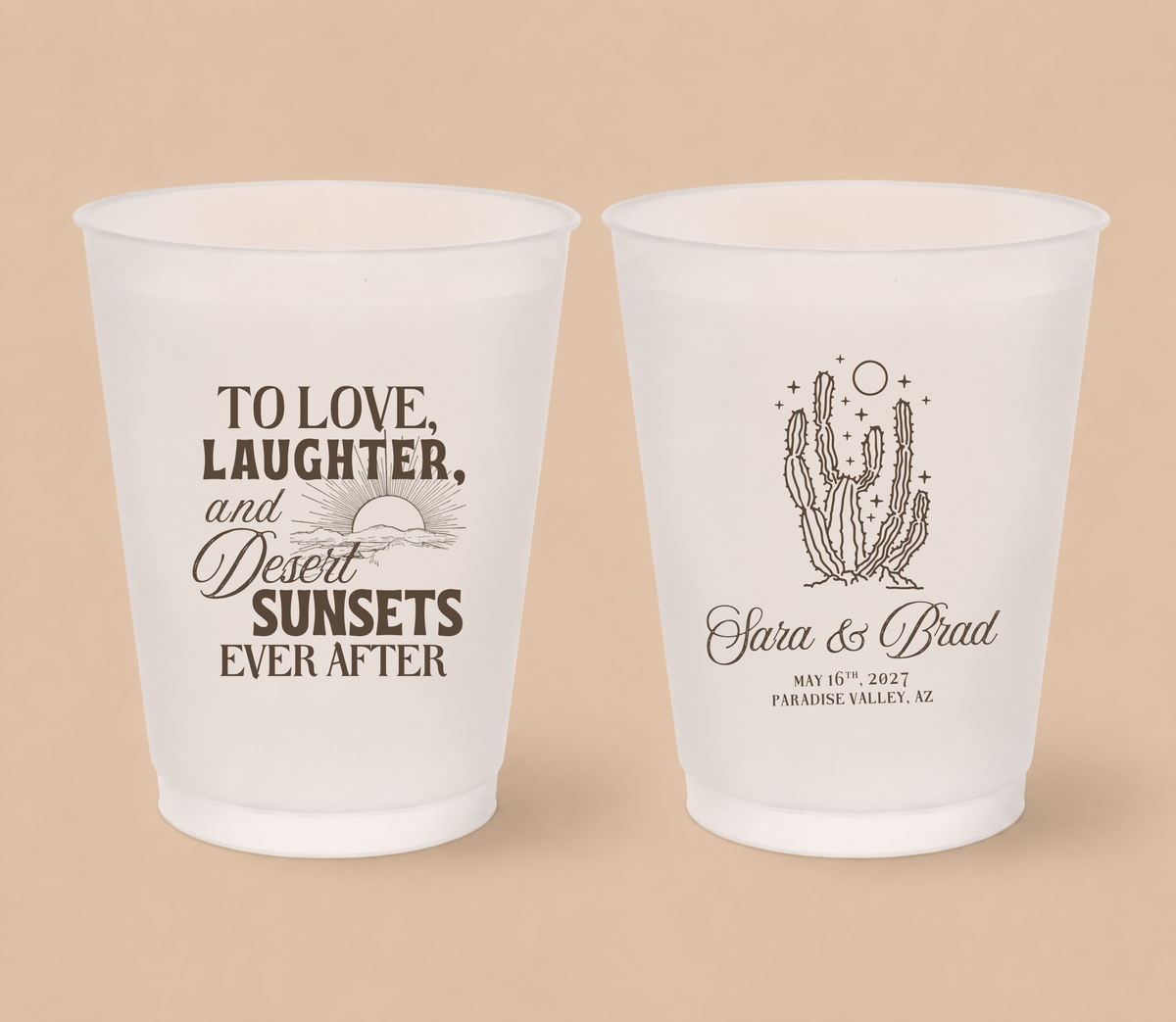 Personalized Desert Wedding Frosted Cups