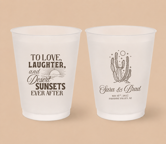Personalized Desert Wedding Frosted Cups