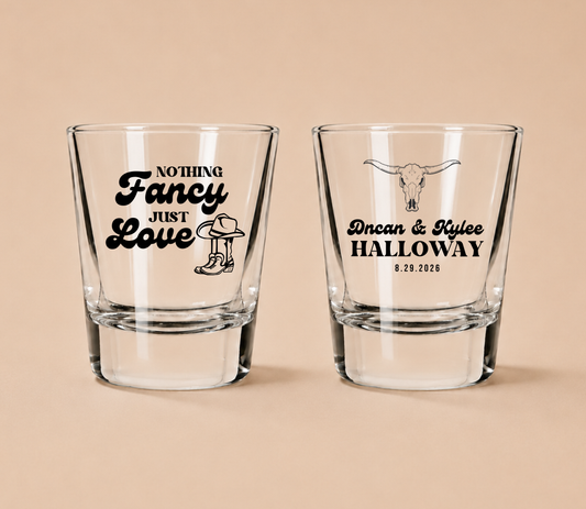 Personalized Western Wedding Shot Glasses