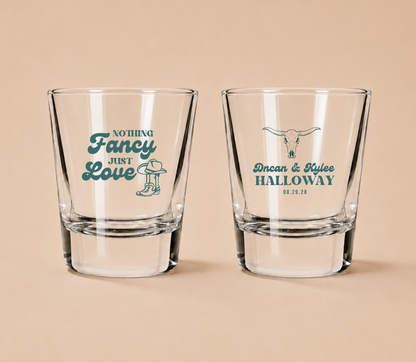 Personalized Western Wedding Shot Glasses