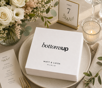 Bottoms Up wedding cocktail napkins