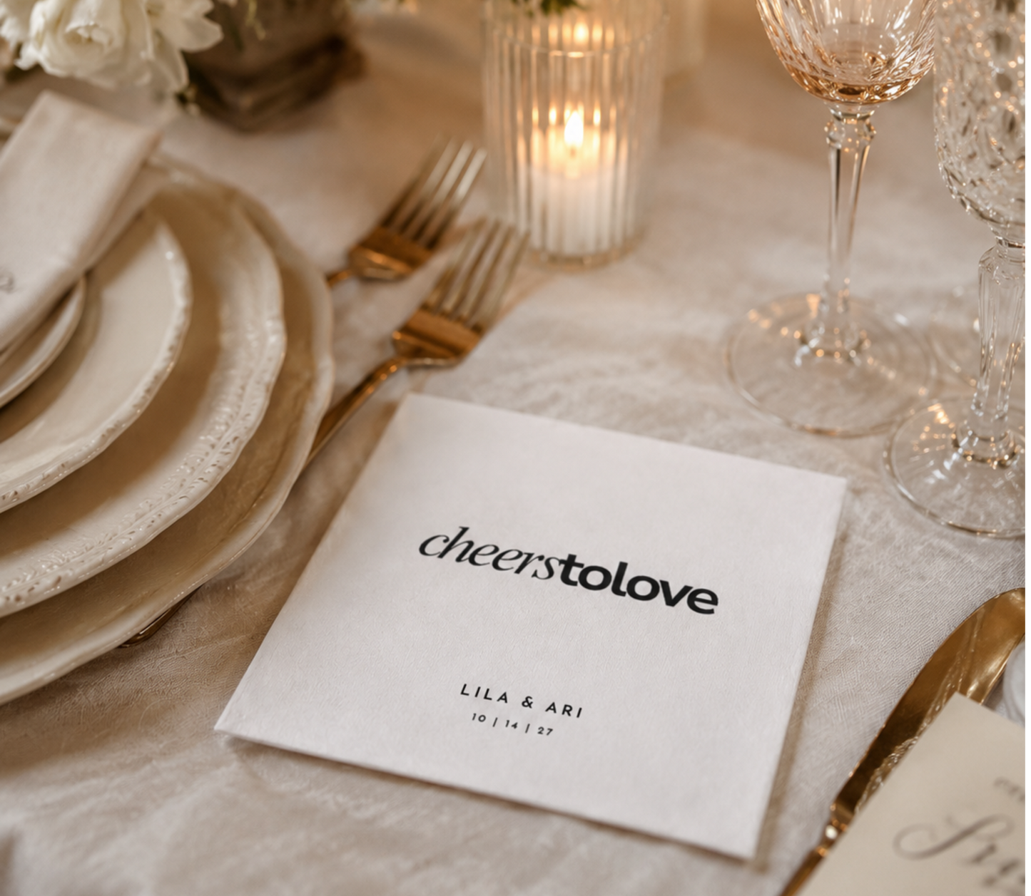 Personalized Cheers To Love cocktail napkins