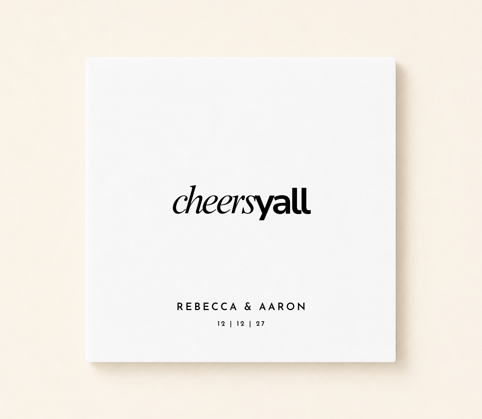 Personalized Cheers Yall wedding napkin with custom couple names and wedding date