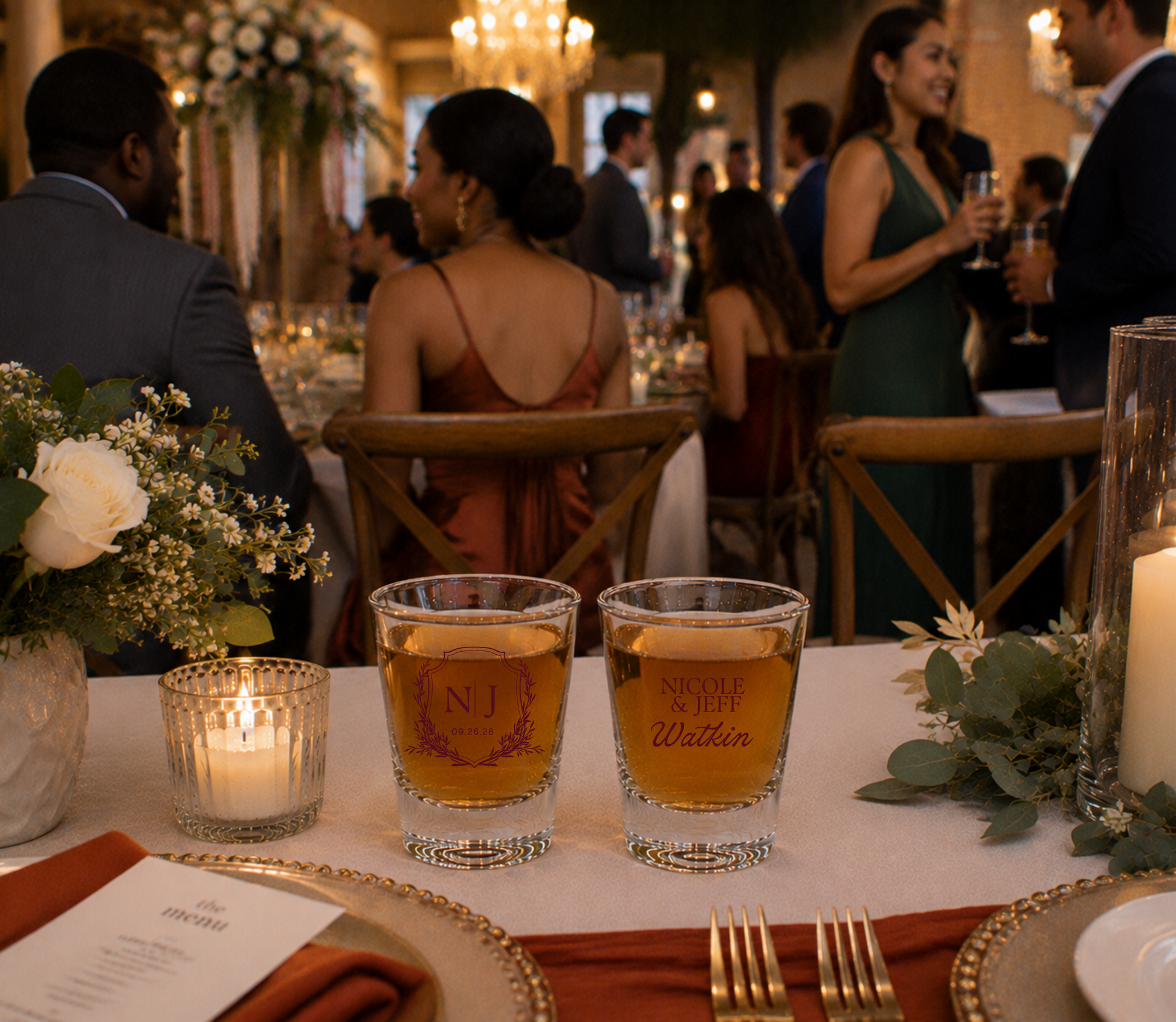 Monogram Crest personalized wedding shot glasses.

Elegant monogram wedding favor shot glasses.

Personalized classic wed