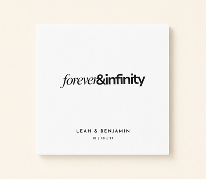 Forever Infinity personalized wedding napkin with custom couple names and wedding date