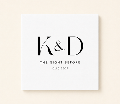 Personalized monogram wedding napkin featuring custom initials and wedding date