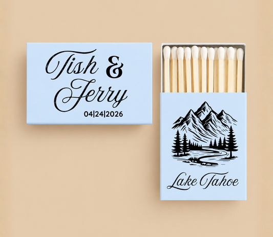 Personalized Lake Tahoe Wedding Matchboxes