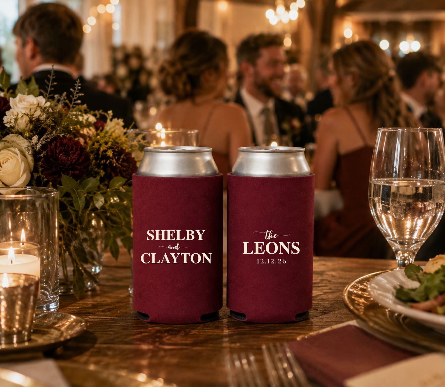 Personalized Modern Name Wedding Can Coolers