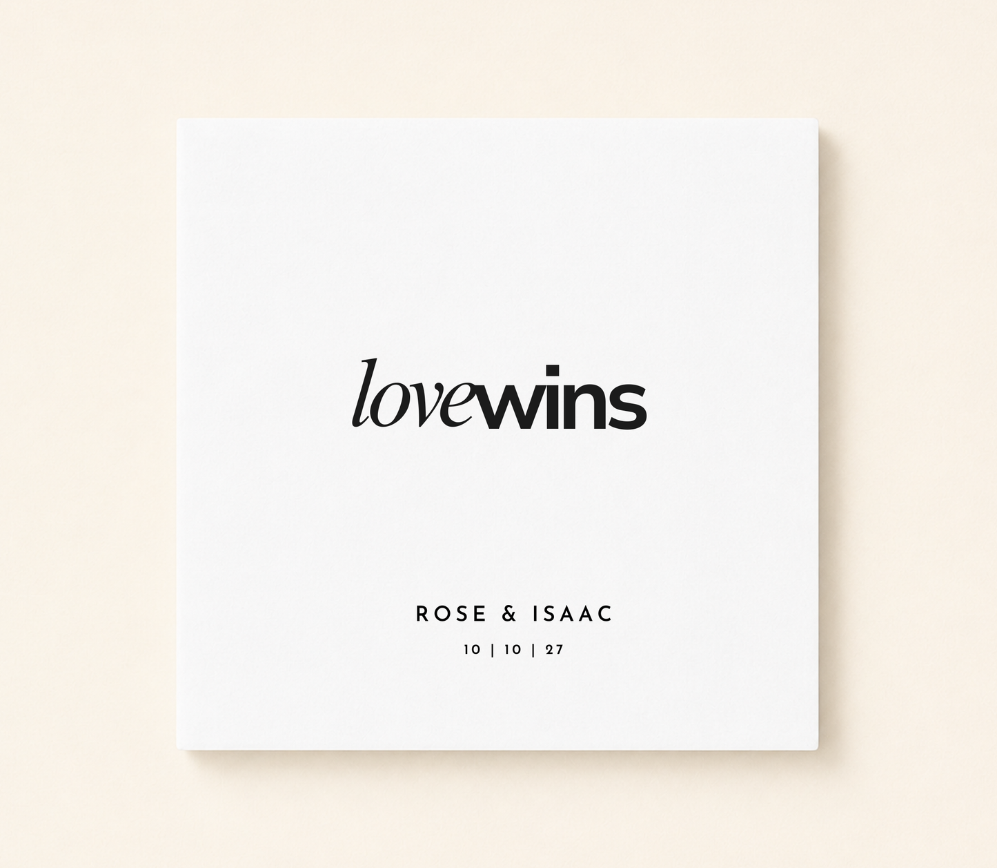 Love Wins personalized wedding napkin with custom couple names and wedding date