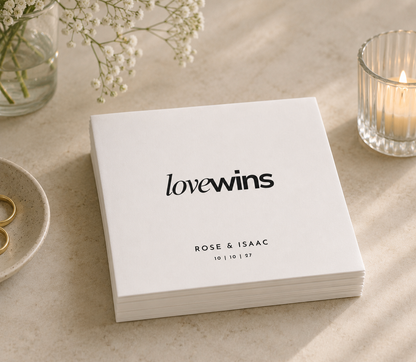 Personalized Love Wins cocktail napkins