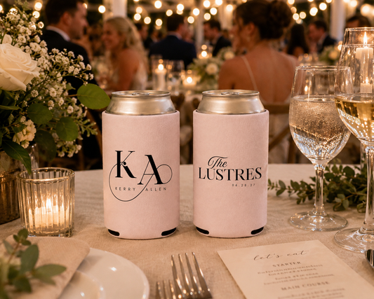 Personalized Minimalist Monogram Wedding Can Coolers