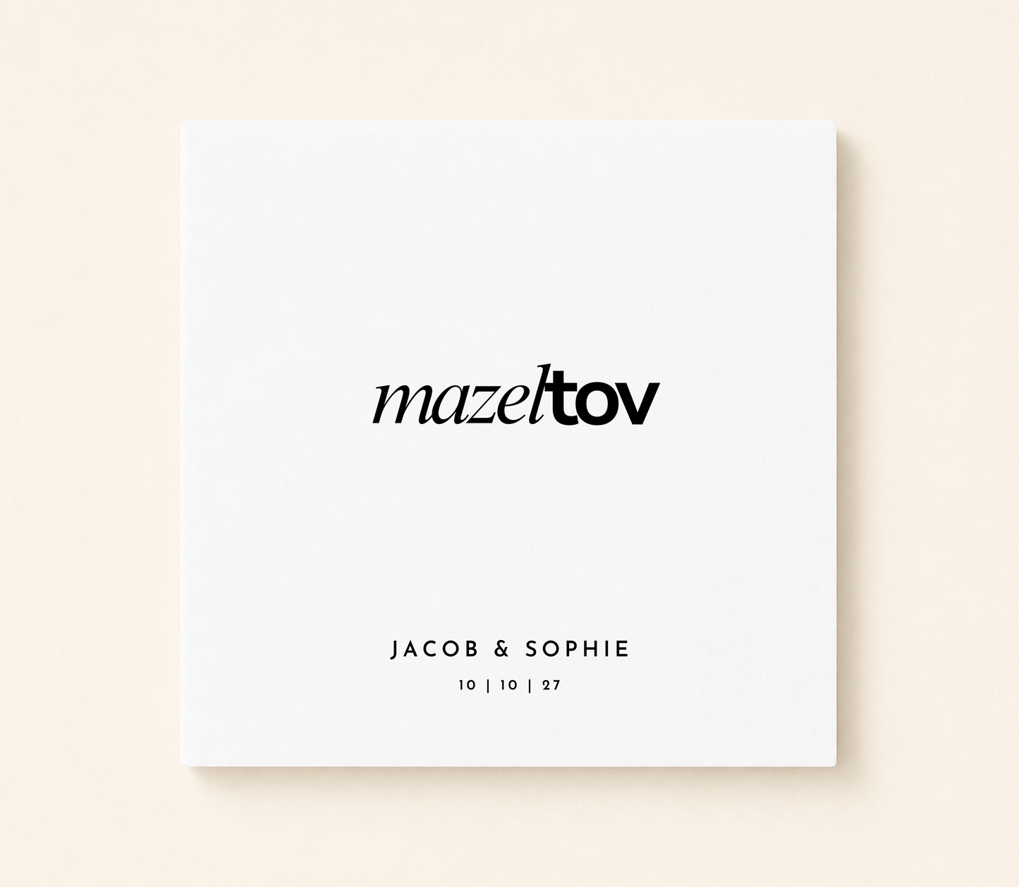 Mazel Tov wedding napkin with custom couple names and wedding date