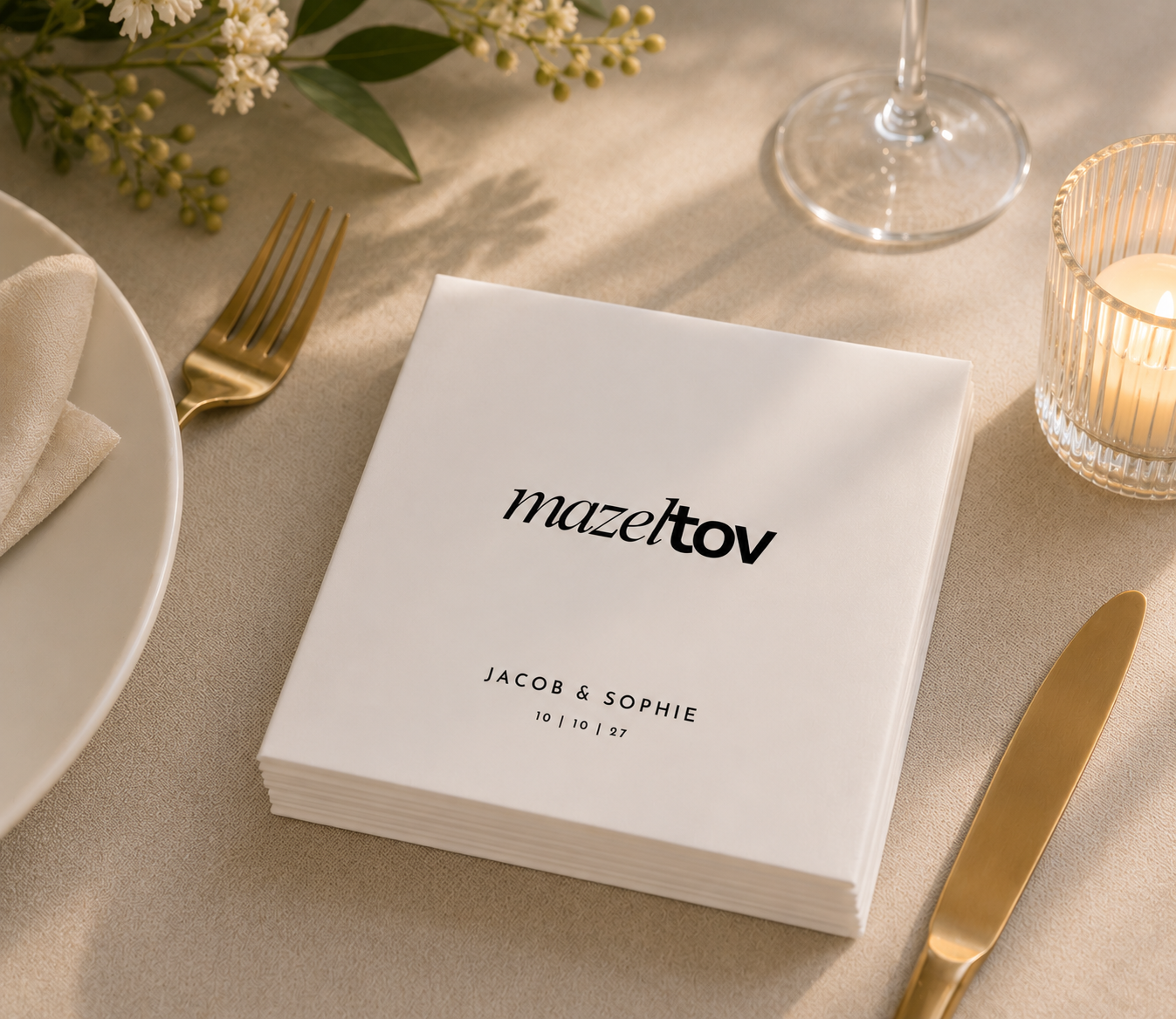 Personalized Jewish wedding napkins