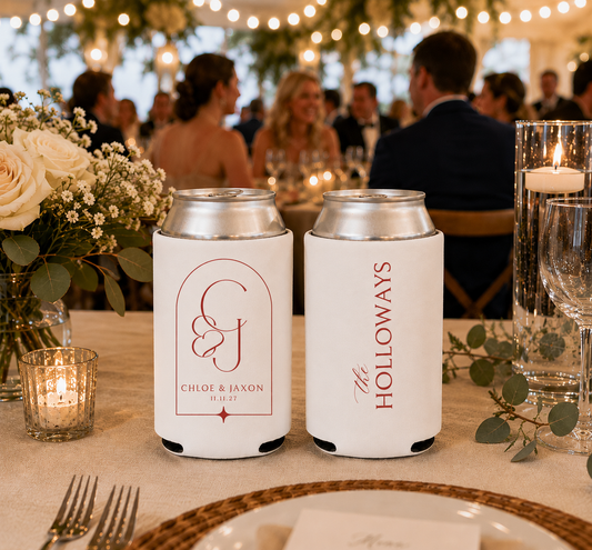 Elegant Monogram Wedding Can Coolers
