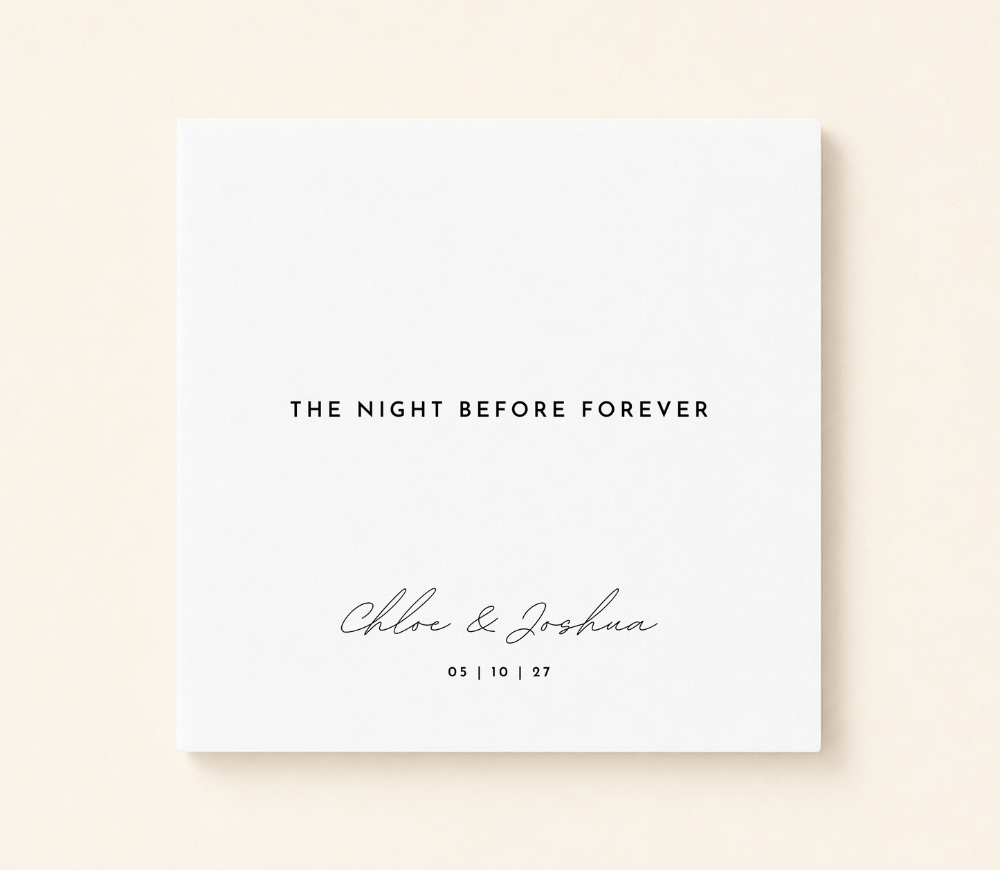 Personalized The Night Before Forever wedding napkin with custom couple names and wedding date