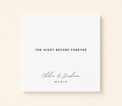 Personalized The Night Before Forever wedding napkin with custom couple names and wedding date