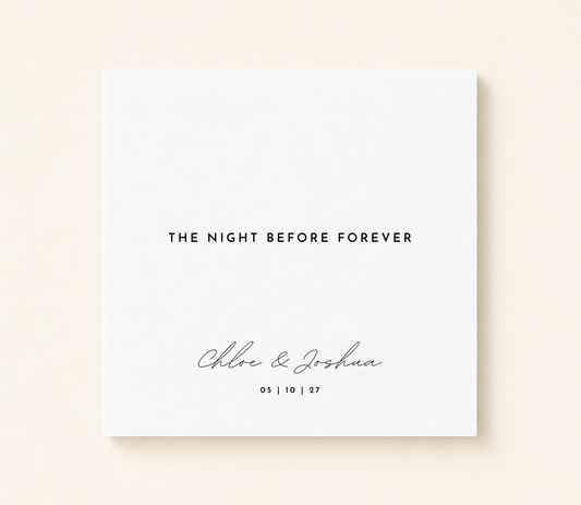Personalized The Night Before Forever wedding napkin with custom couple names and wedding date