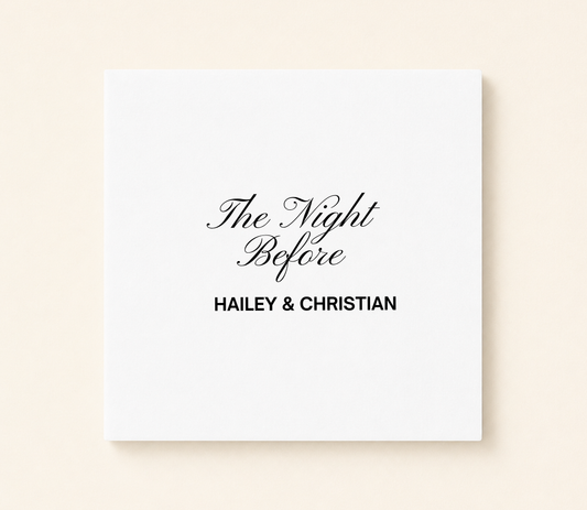 Personalized The Night Before wedding napkin with custom couple names and elegant script typography