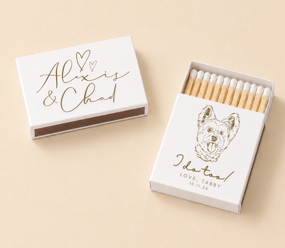 Personalized Wedding Matchbox Custom Dog Portrait Favor