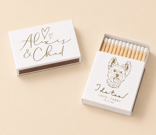 Personalized Wedding Matchbox Custom Dog Portrait Favor
