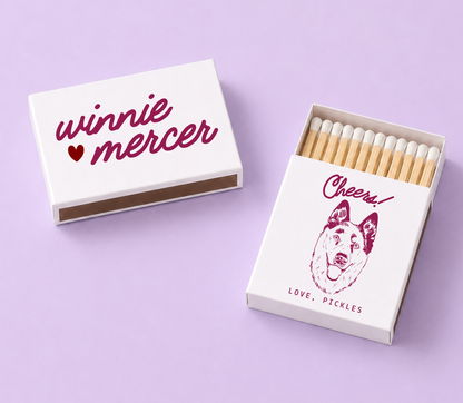 Personalized Wedding Matchbox Dog Portrait Script Names