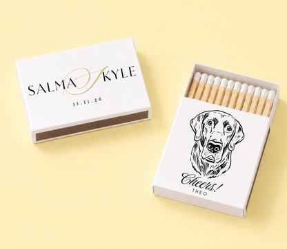Personalized Wedding Matchbox Dog Portrait Modern Name