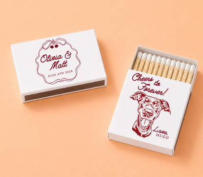 Personalized Wedding Matchbox Vintage Frame Dog Portrait