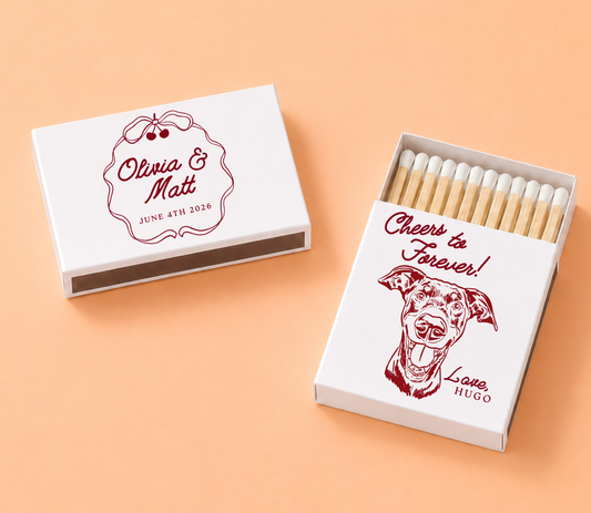 Personalized Wedding Matchbox Vintage Frame Dog Portrait