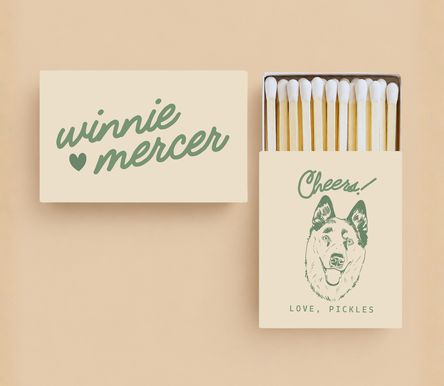 Personalized Pet Portrait Wedding Matchboxes