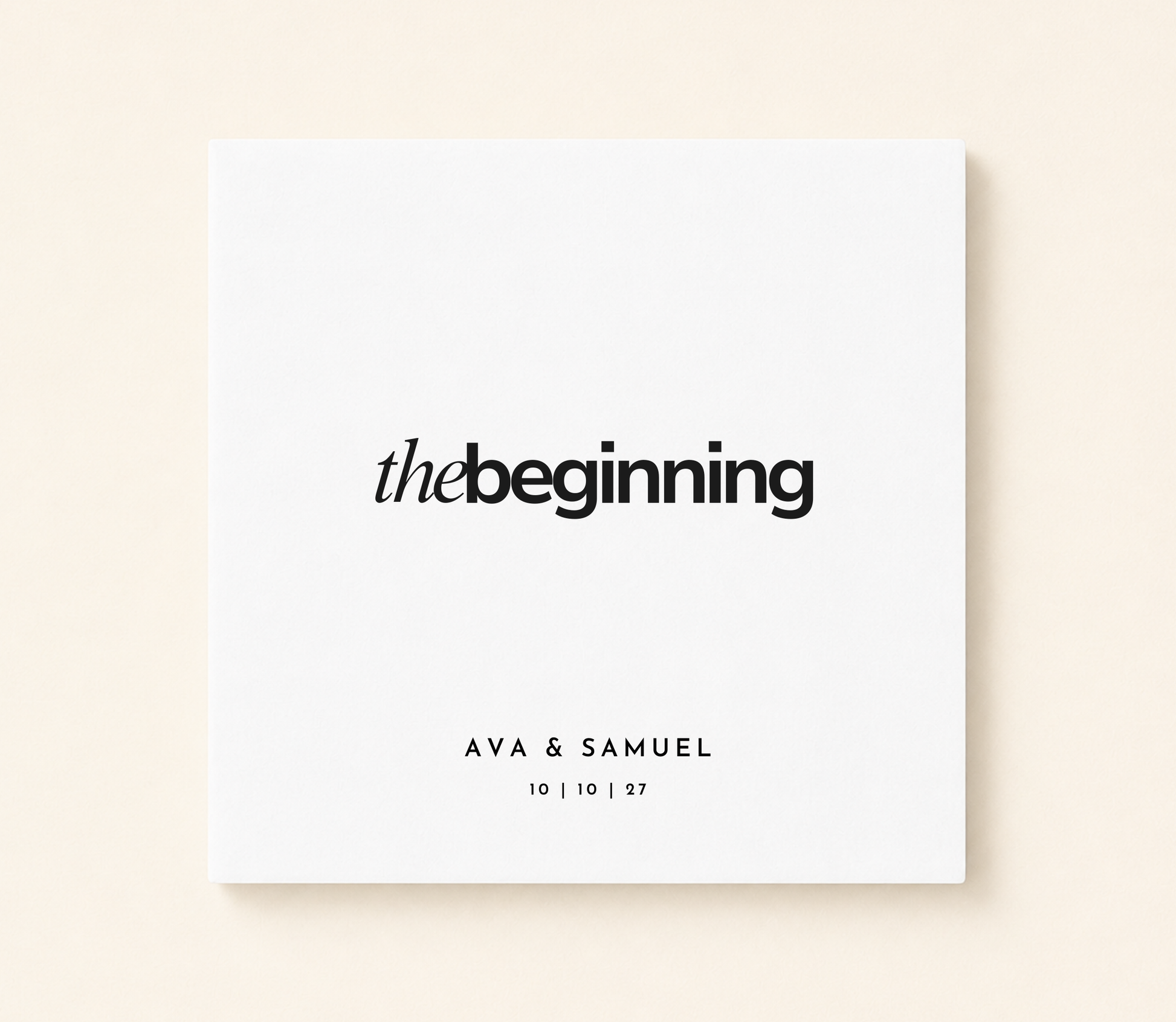 Personalized The Beginning wedding napkin with custom couple names and wedding date