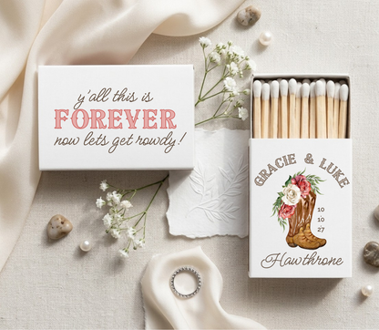 Floral Ranch Style Matchbox Reception Decor